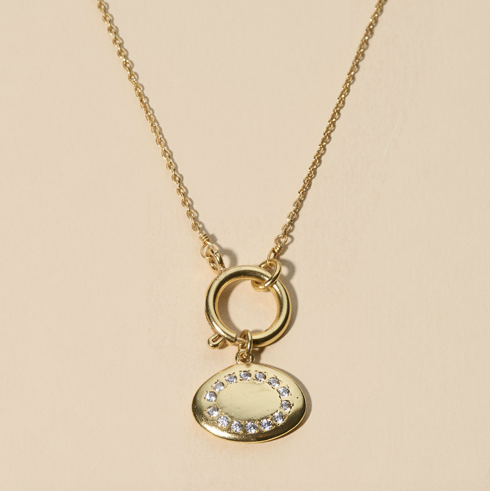 18k Gold-Plated Necklace with Cubic Zirconia Pendant