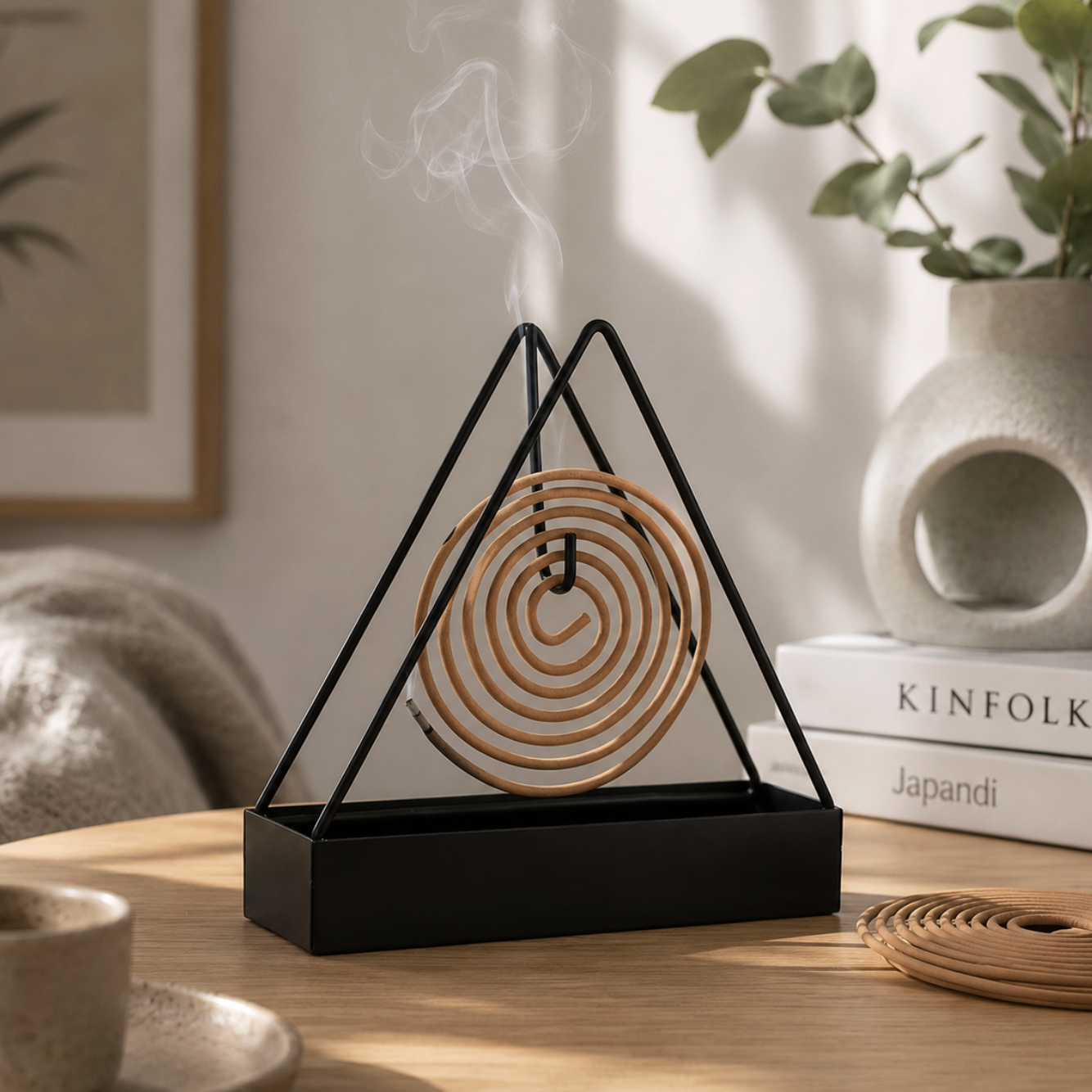 Triangular Hanging Metal Burner with Natural Coils
