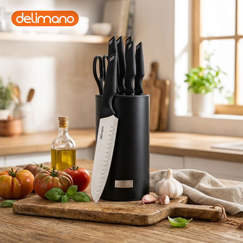 6-Piece Delimano Stainless Steel Knife Set with Stand