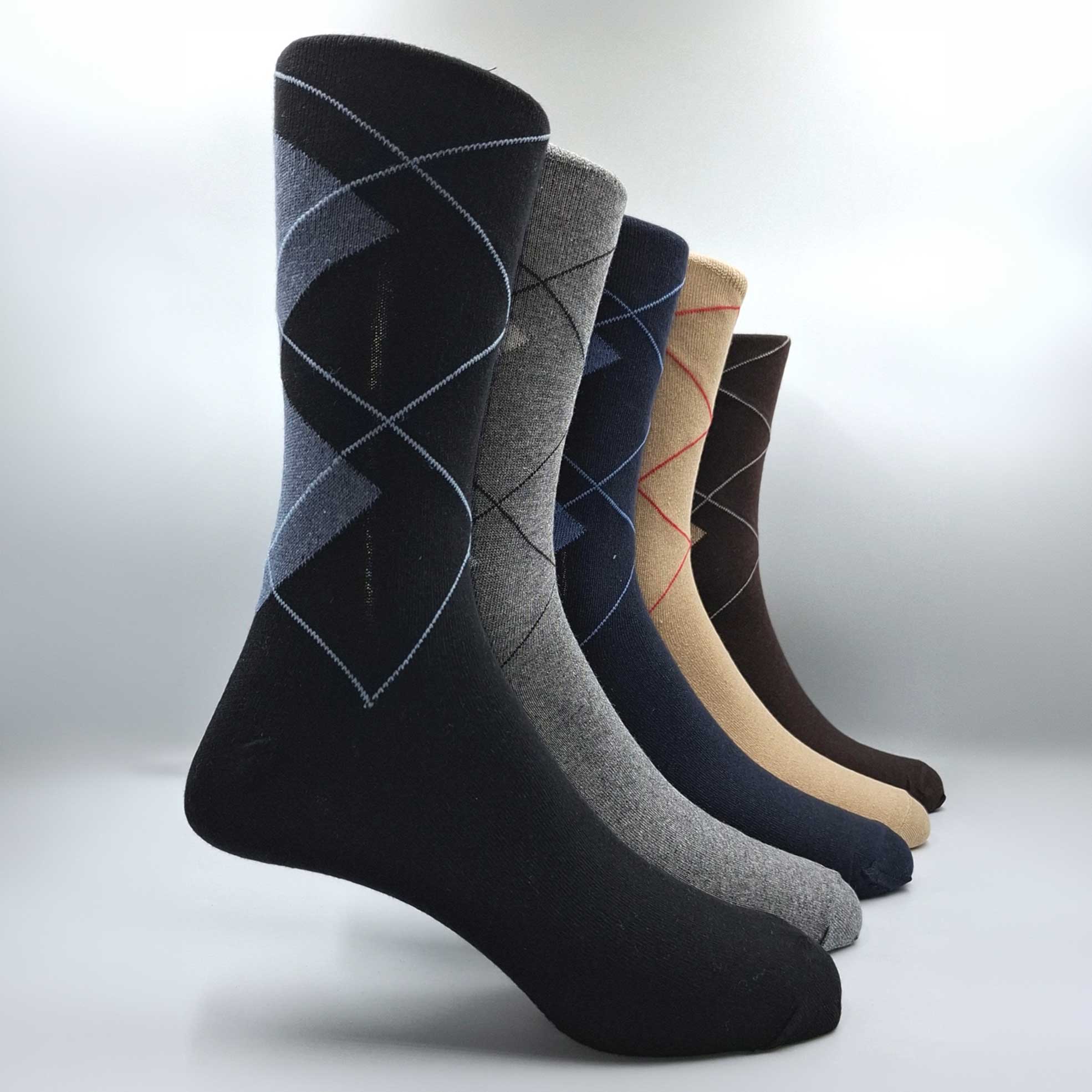 5x Pairs of Men's Argyle Dress Socks