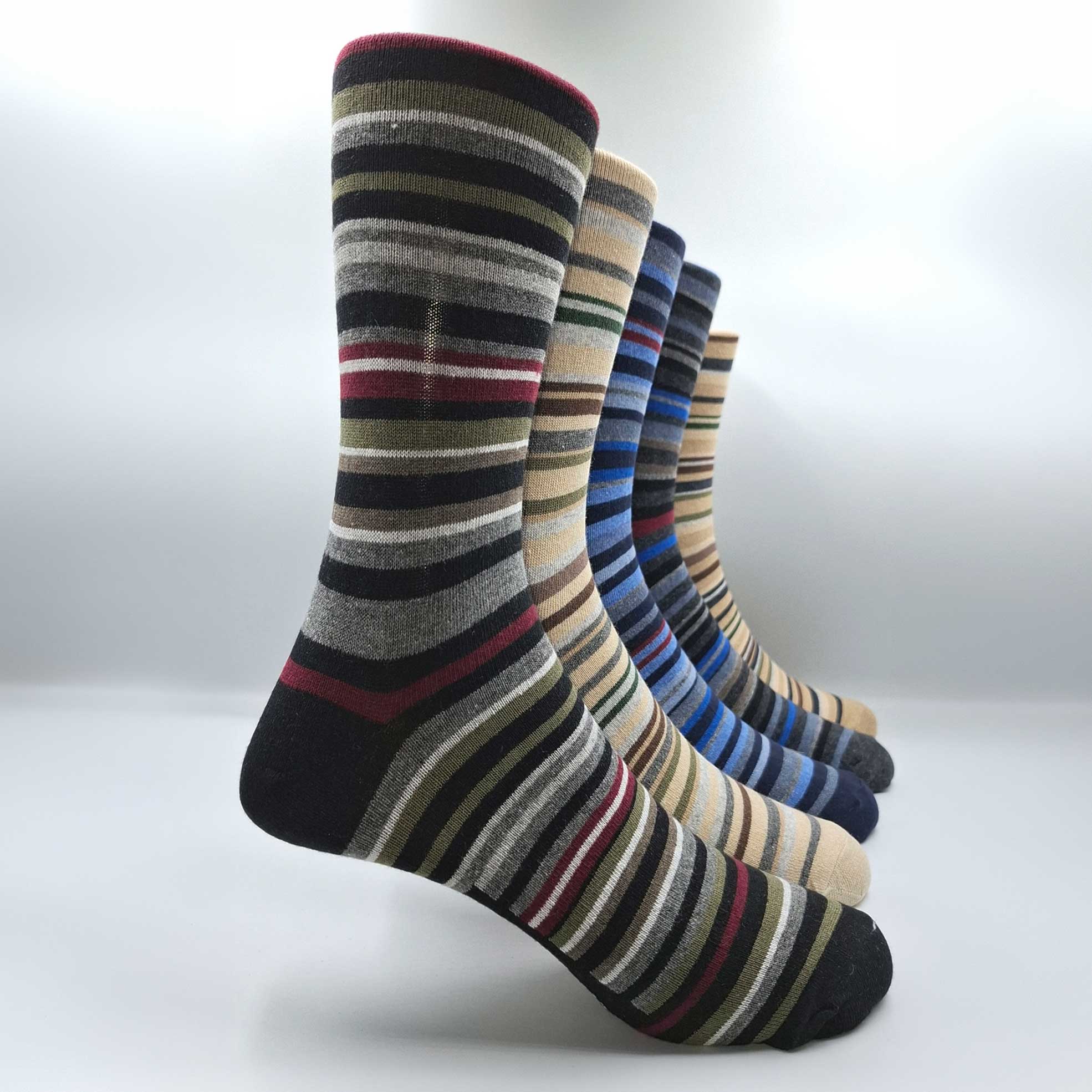5x Pairs of Men's Multi-Stripe Dress Socks