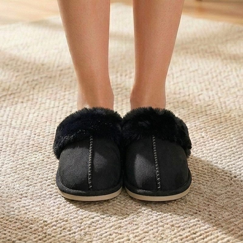 Unisex Faux Fur Lined Mule Slippers