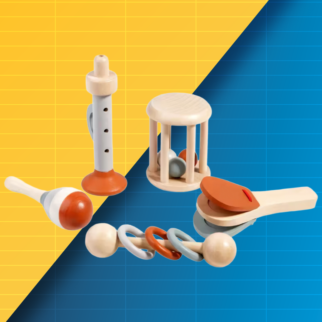 5-Piece Baby Wooden Musical Instrument Toy Set
