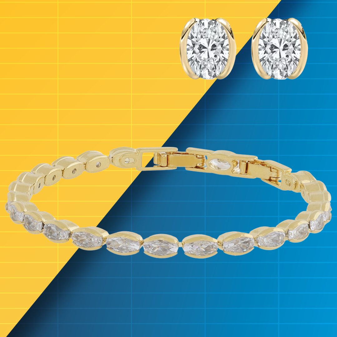 Oval Tennis Bracelet and Earring Set