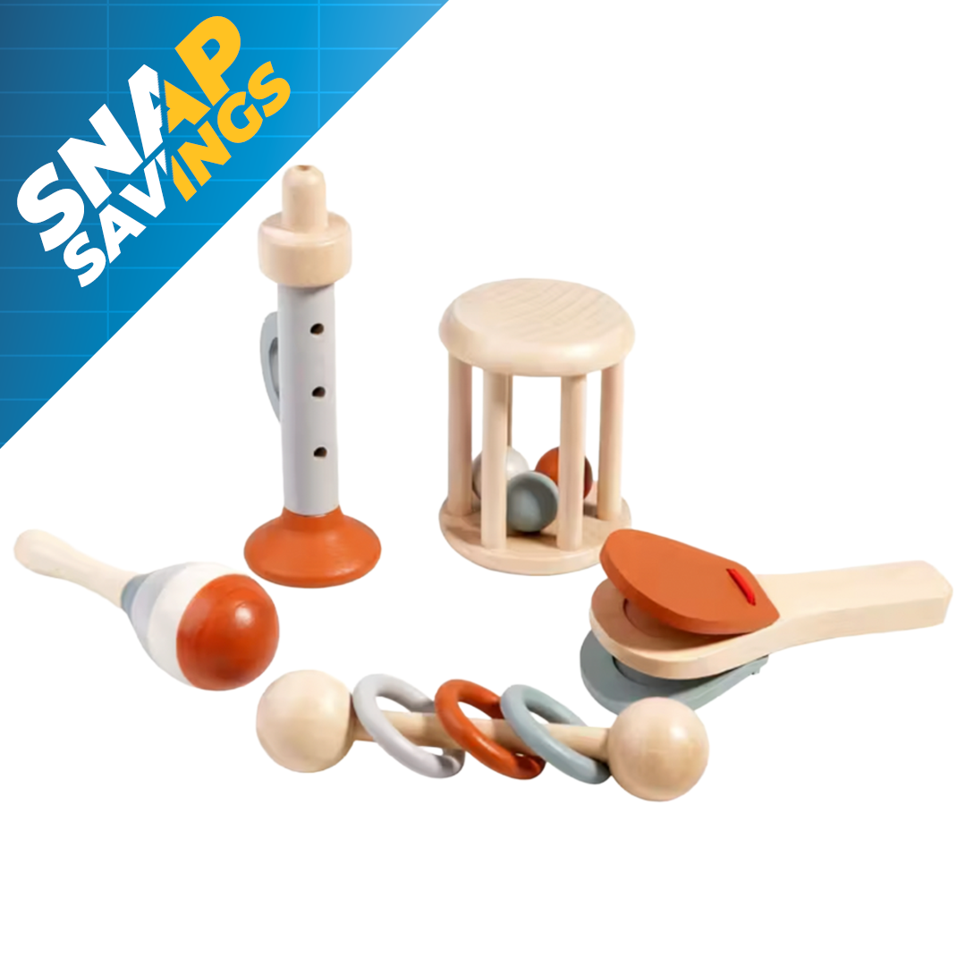 5-Piece Baby Wooden Musical Instrument Toy Set