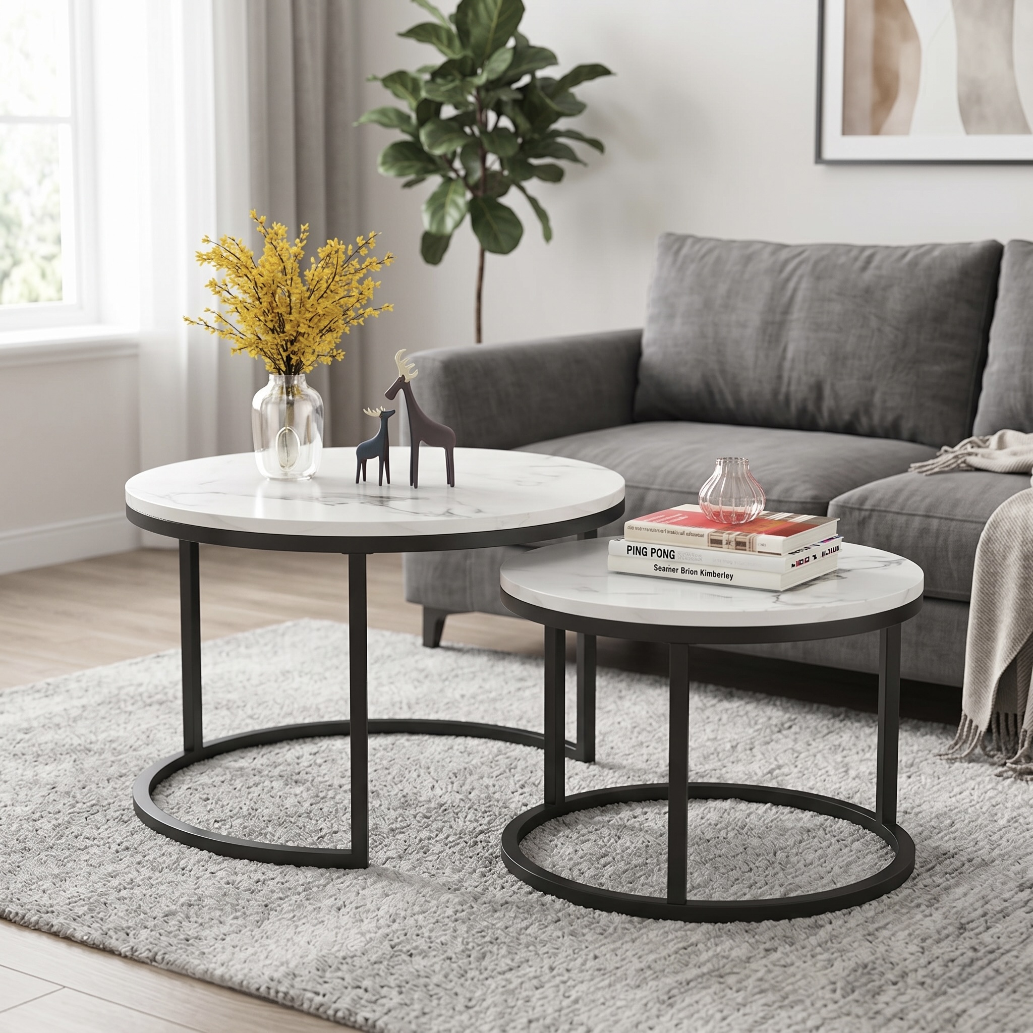 2-Piece Round Nesting Table Set