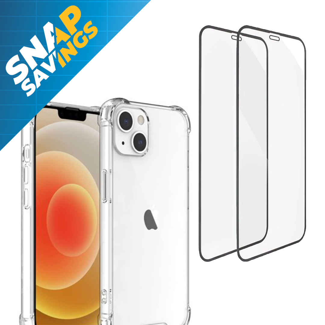 1x Case + 2x Black-Edged Screen Protectors Bundle for Samsung/iPhone