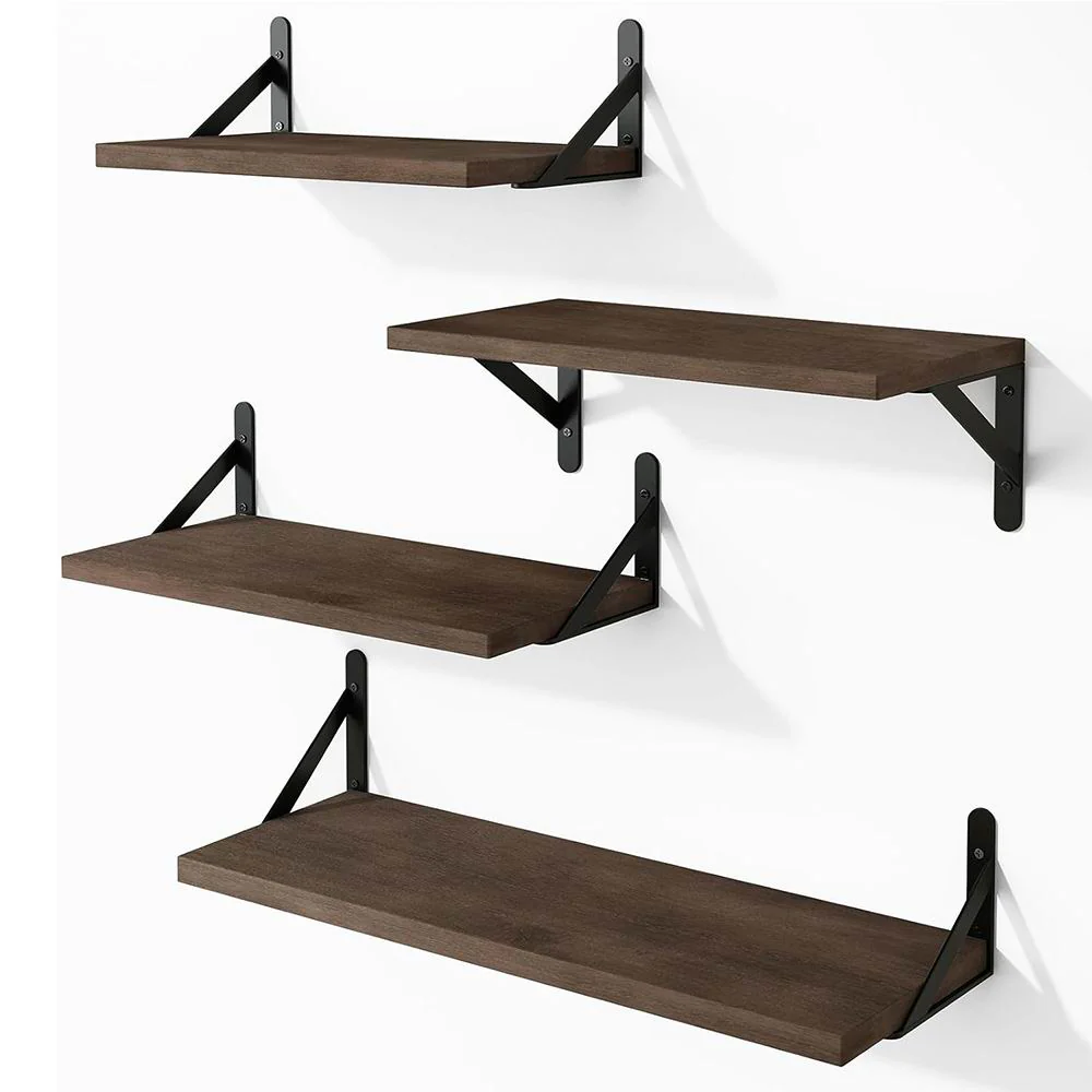 4-Piece Rustic Wooden Floating Shelves