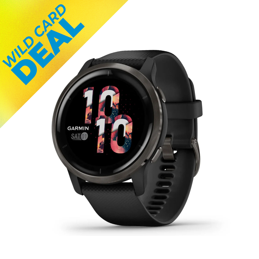 Venu 2 Slate Bezel Premium AMOLED GPS Smartwatch with Black Case and Silicone Band