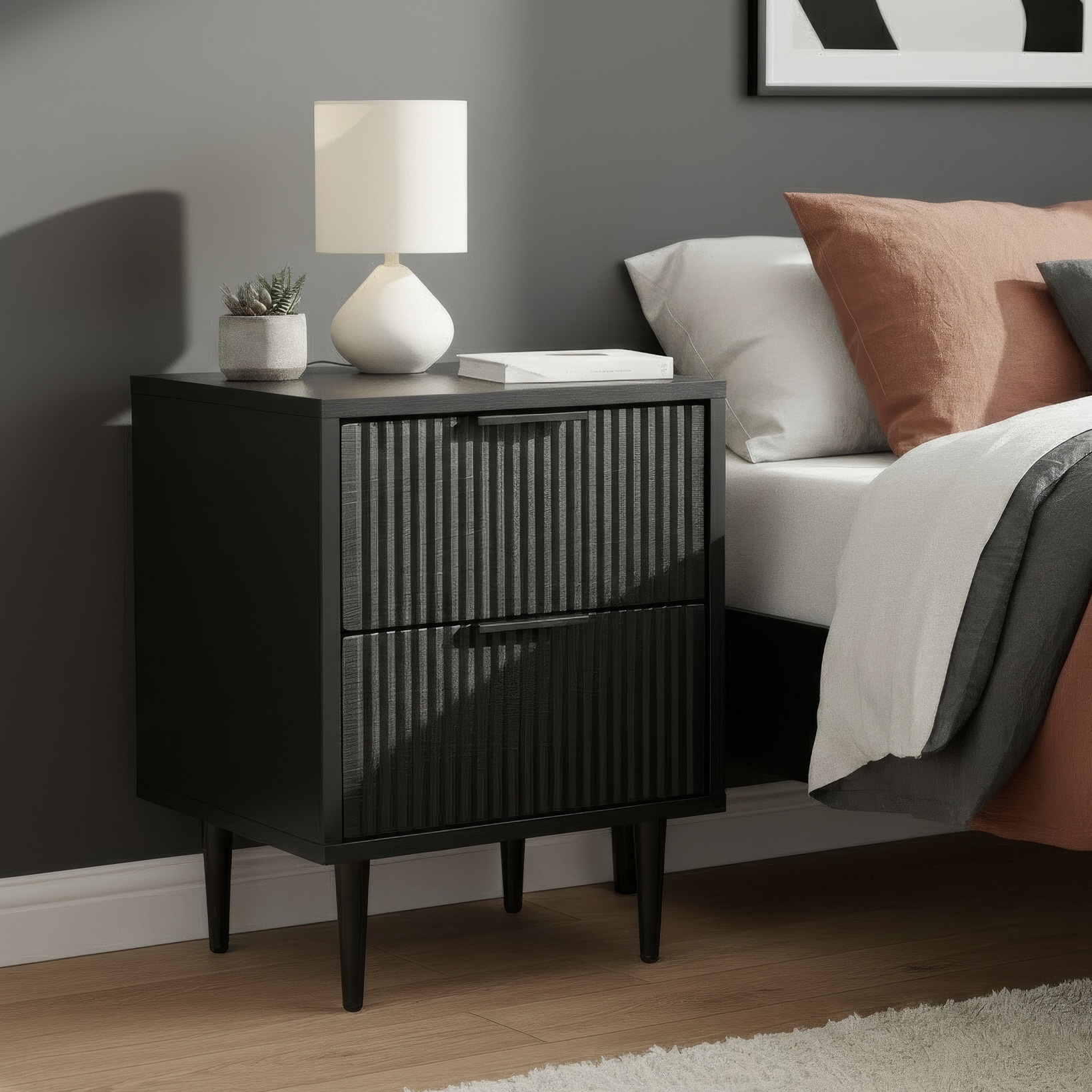 Avery Ribbed Bedside Table