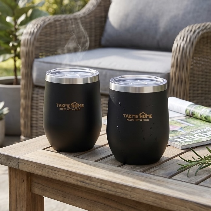 2x 320ml Stainless Steel Double-Wall Tumblers with Lids