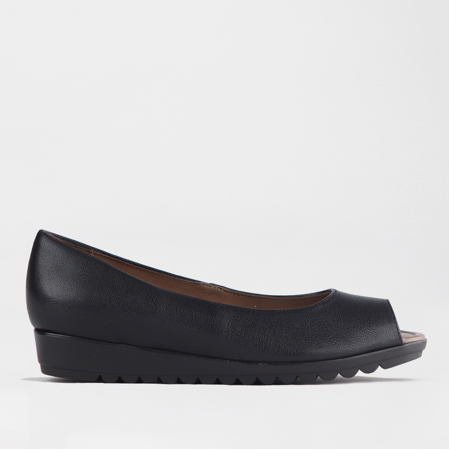 Ladies Genuine Leather Peep-Toe Comfort Wedges