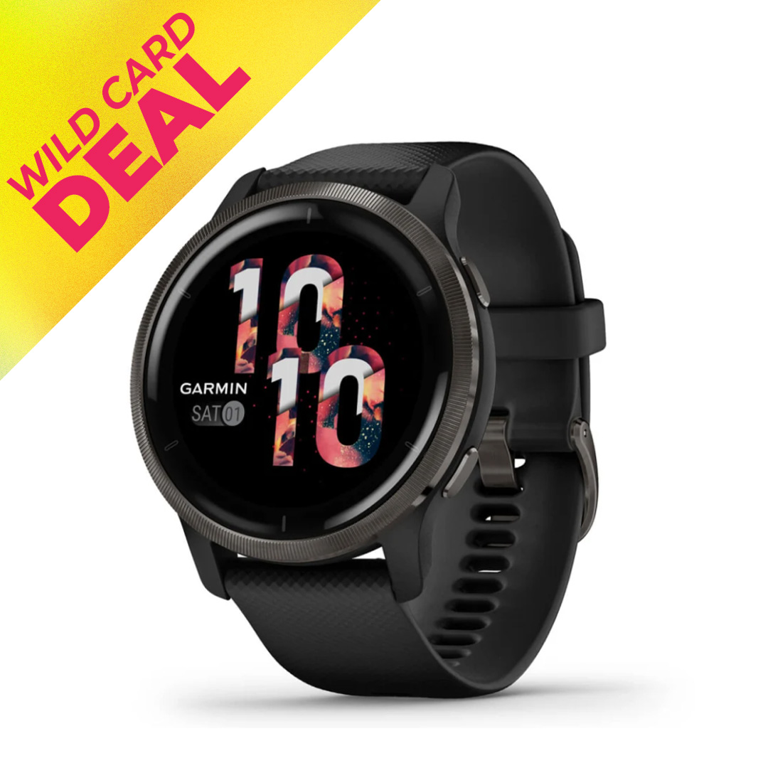 Venu 2 Slate Bezel Premium AMOLED GPS Smartwatch with Black Case and Silicone Band