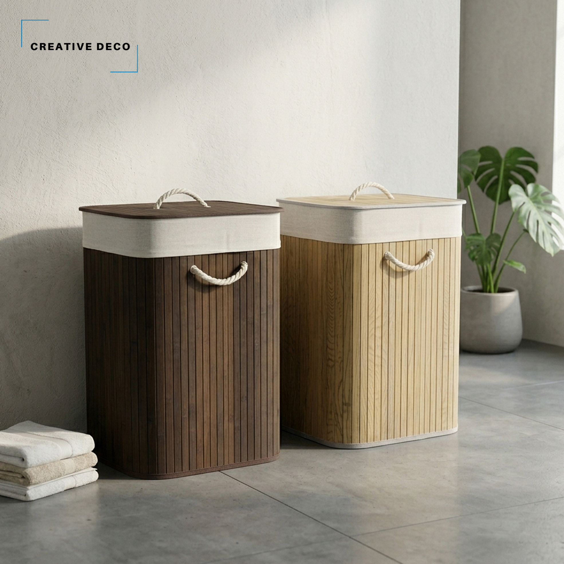 75L Rectangle Bamboo Storage and Laundry Basket