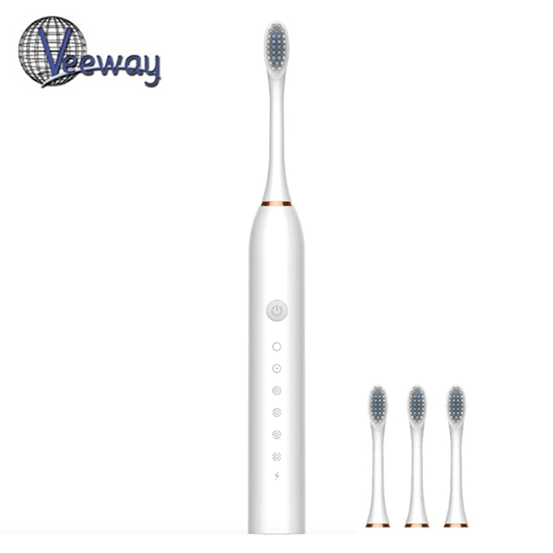 V90 90 Days Long Battery Life Sonic Electric Toothbrush with 4 Heads
