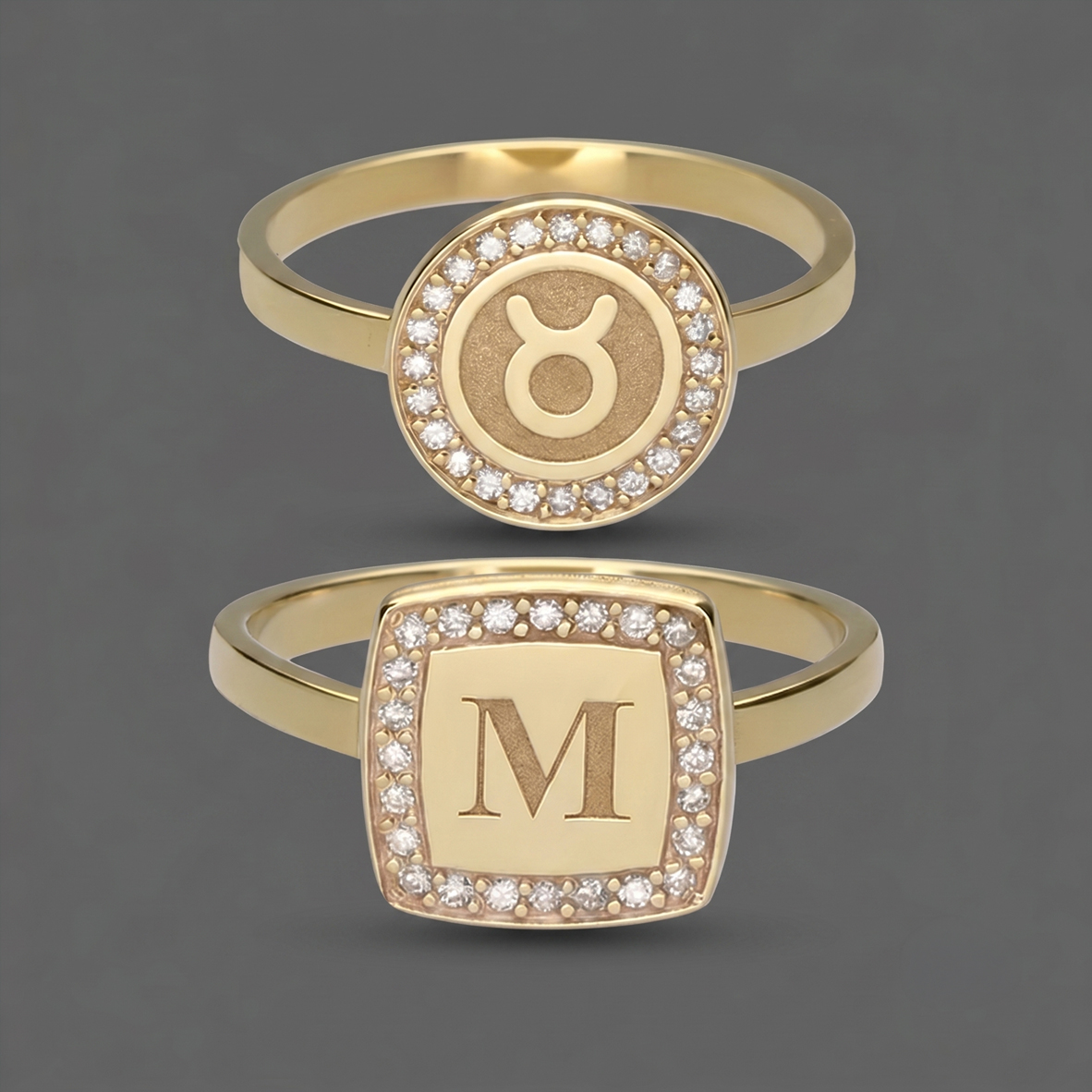 9k Gold Lab Grown Diamond Signet Ring