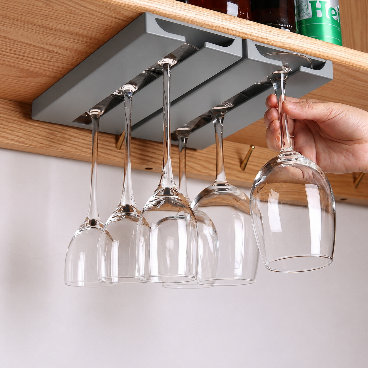 2x Under-Shelf Hanging Wine Glass Racks