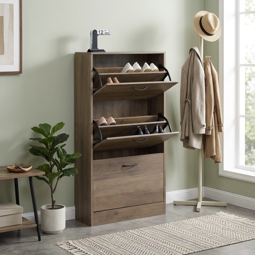 3-Tier Bergarro Elm Shoe Cabinet