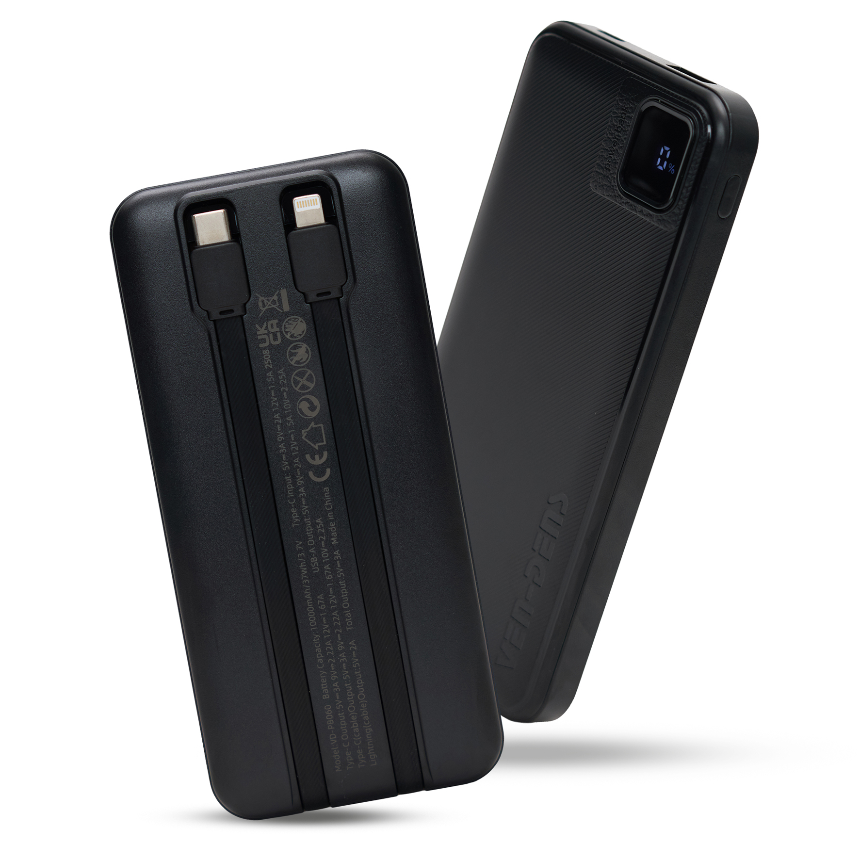 2x 10000mAh Power Banks with Built-in Cables