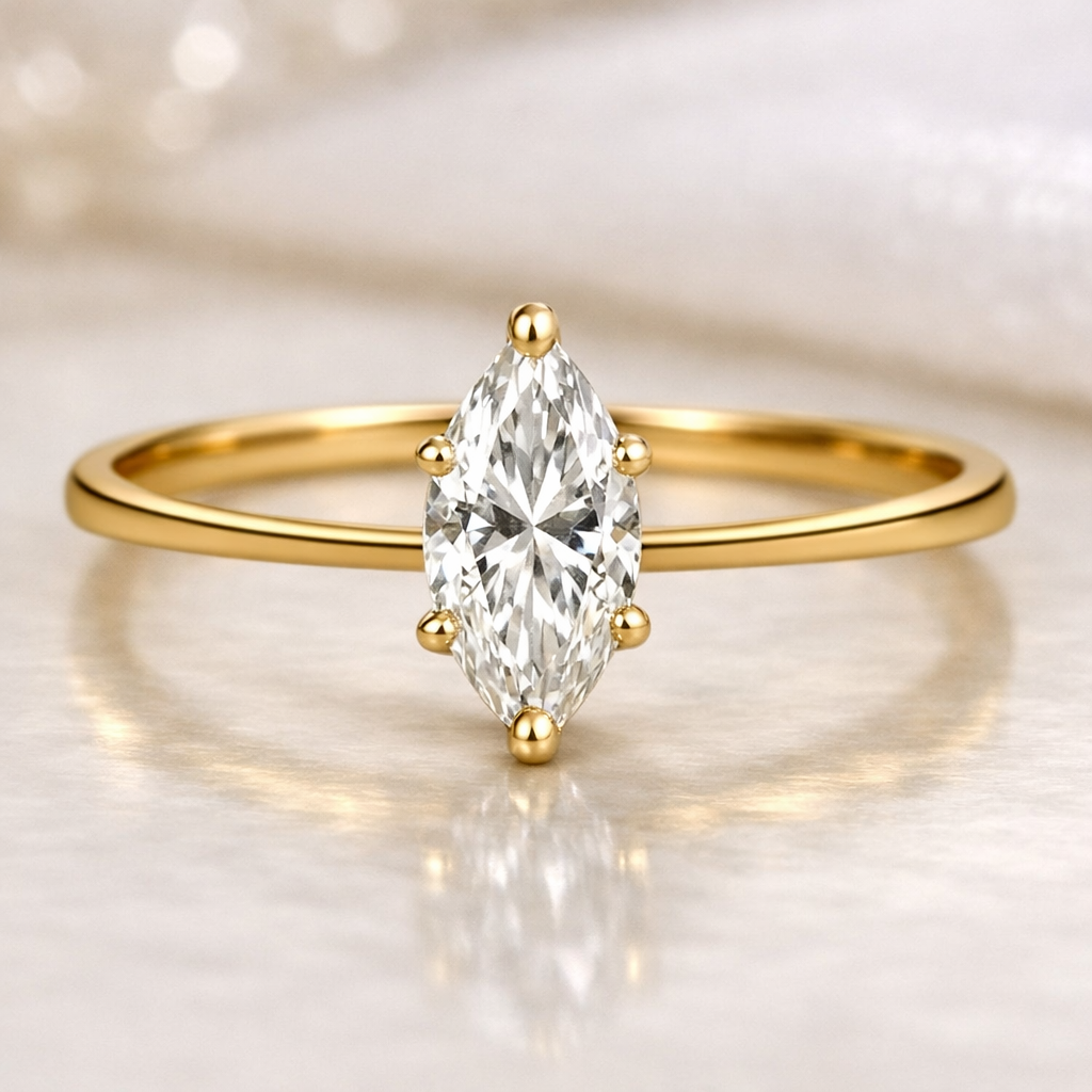 9ct Gold Natural Solitaire Diamond Ring