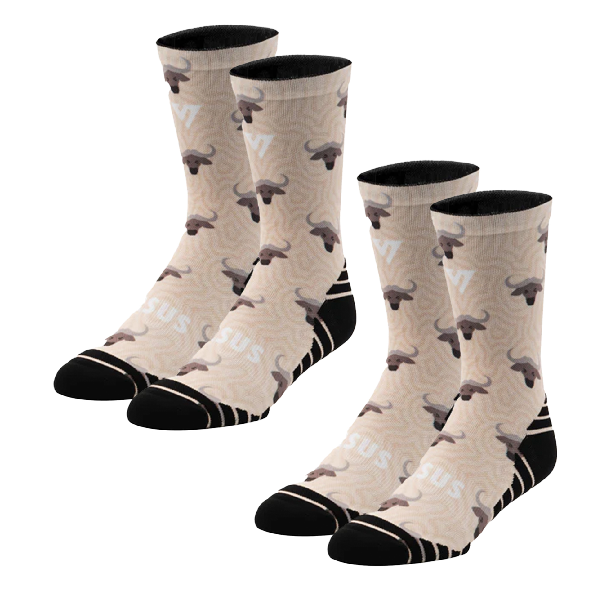 2x Pairs of Unisex Buffalo Active Crew Socks