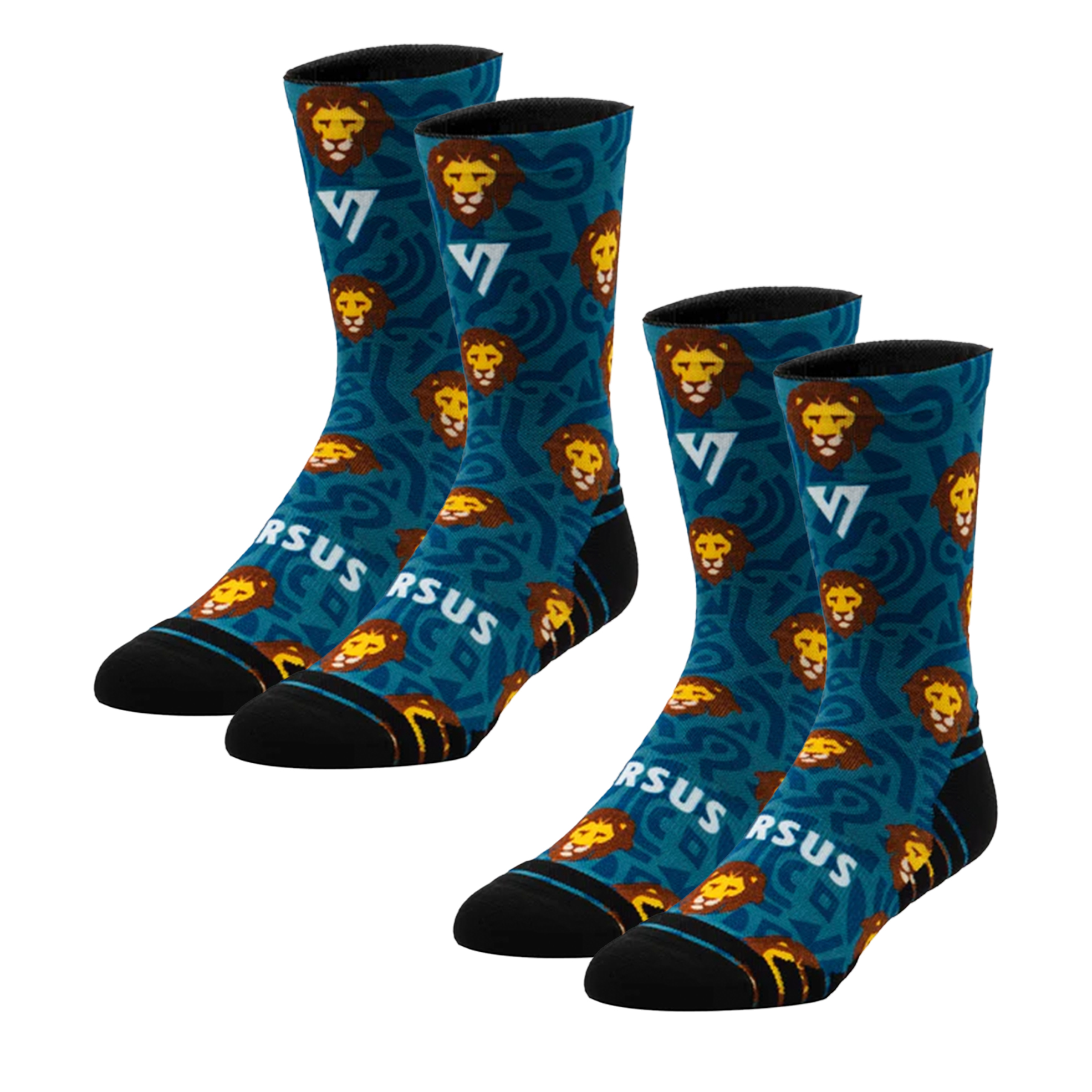 2x Pairs of Unisex Lion Active Crew Socks