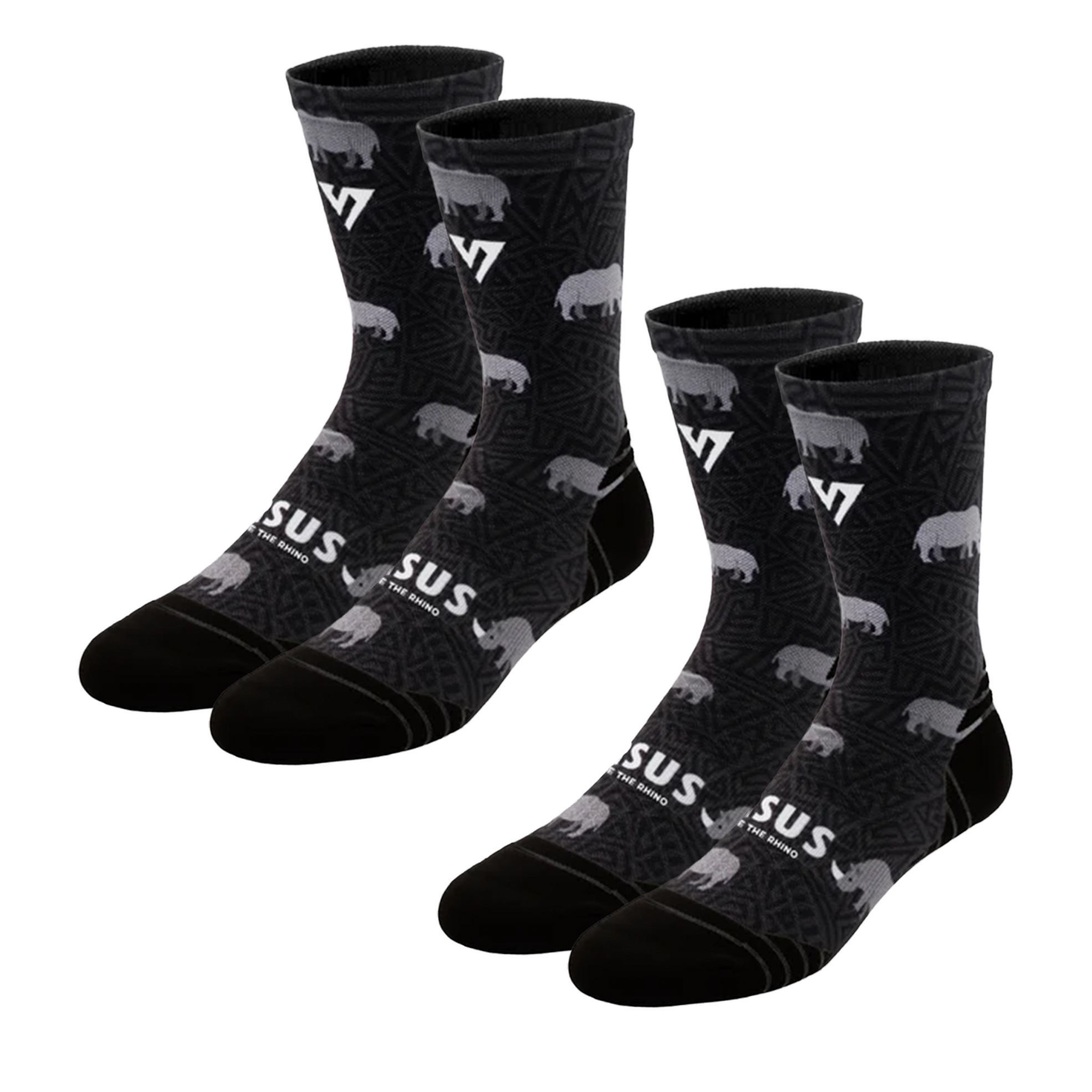 2x Pairs of Unisex Rhino Active Crew Socks