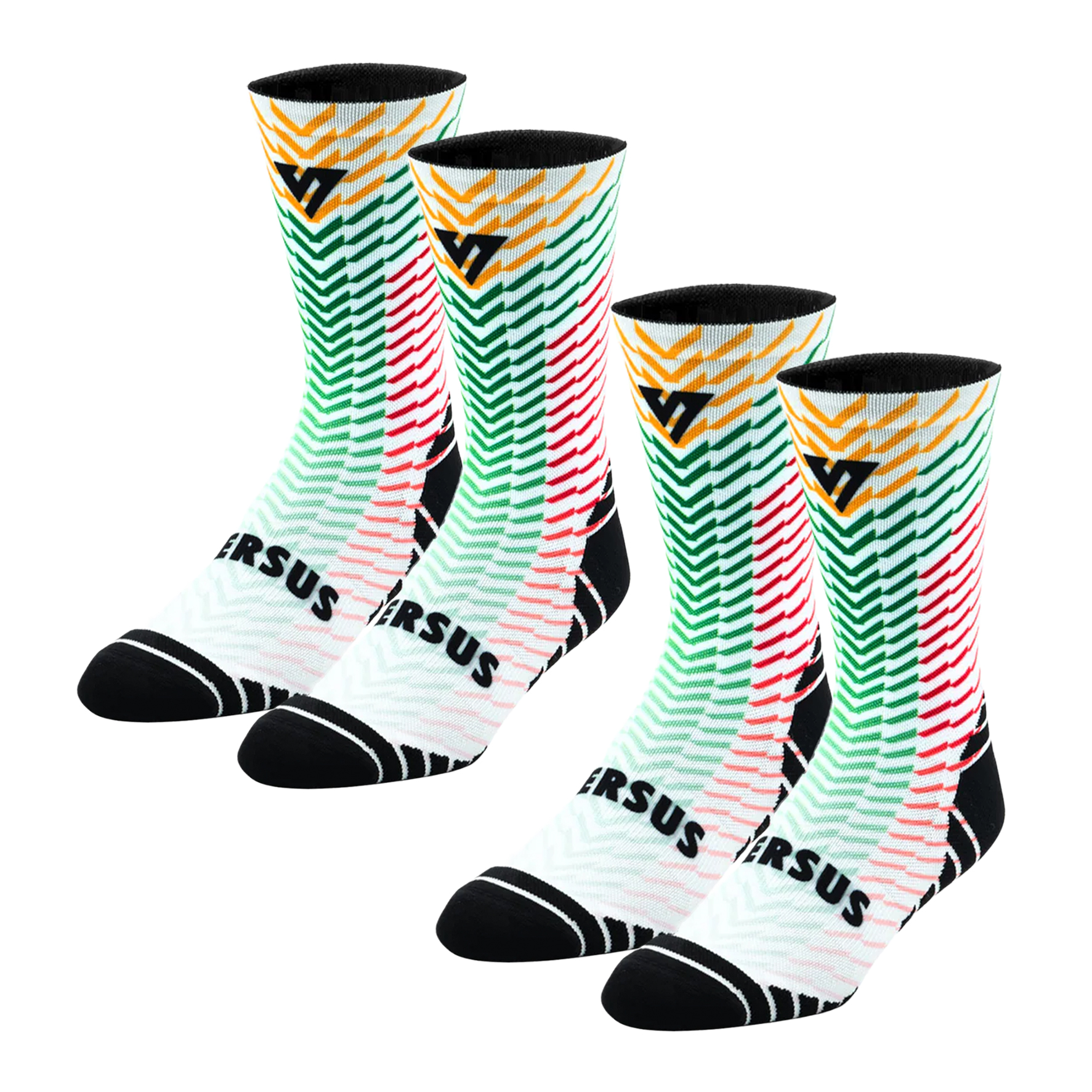2x Pairs of Unisex South African Stripes Active Crew Socks