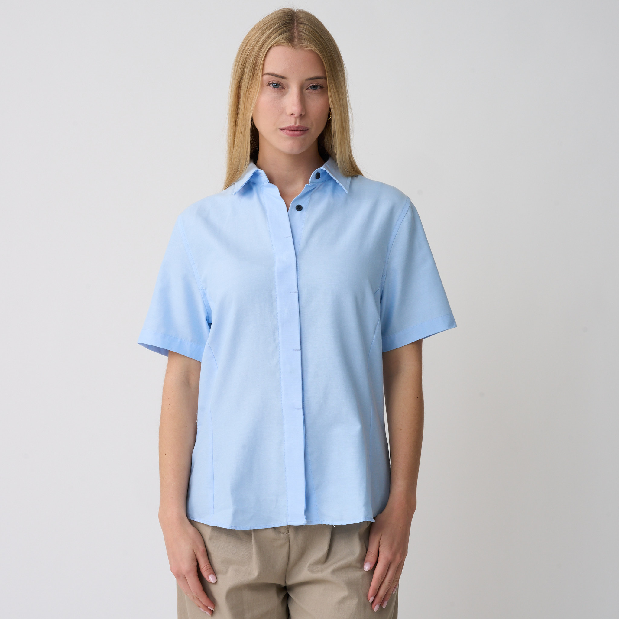 Ladies Cotton Blend Short Sleeve Shirt