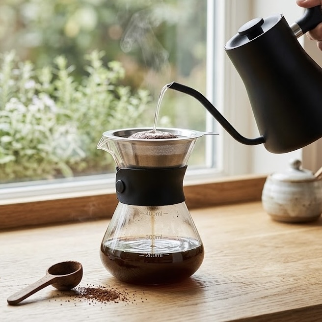 400ml Coffee Maker with Stainless Steel Filter