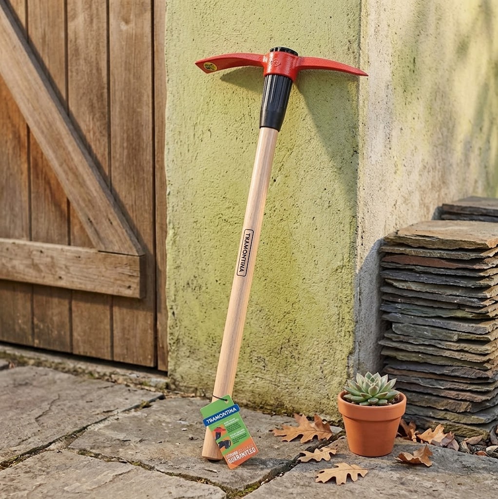 90cm Narrow Steel Pickaxe with Wooden Handle
