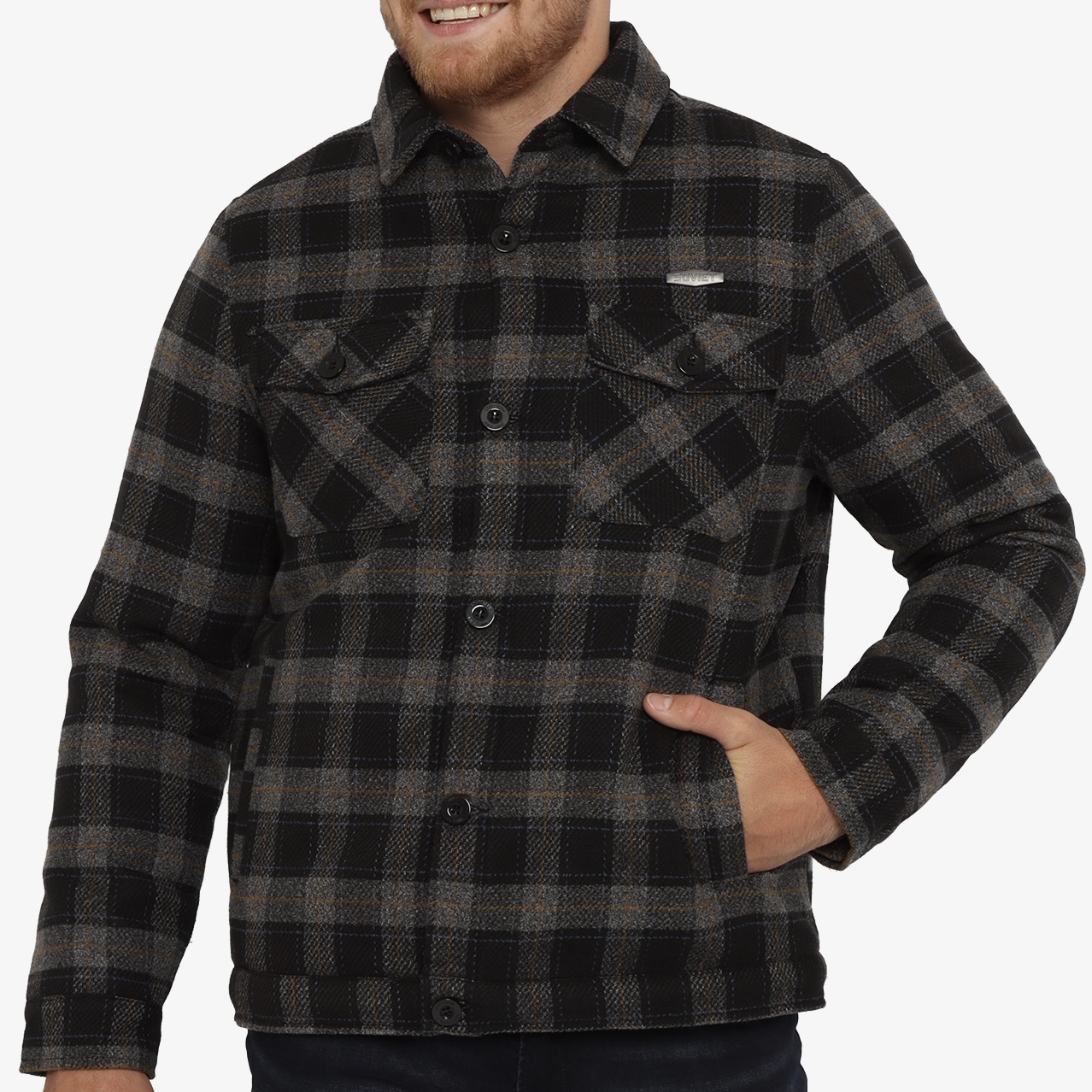 Men's Boden Check Button-Through Shacket