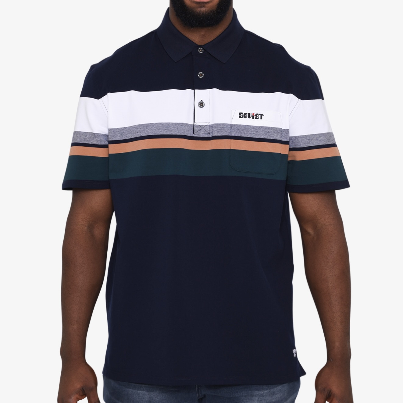 Men's Navy Striped Golfer