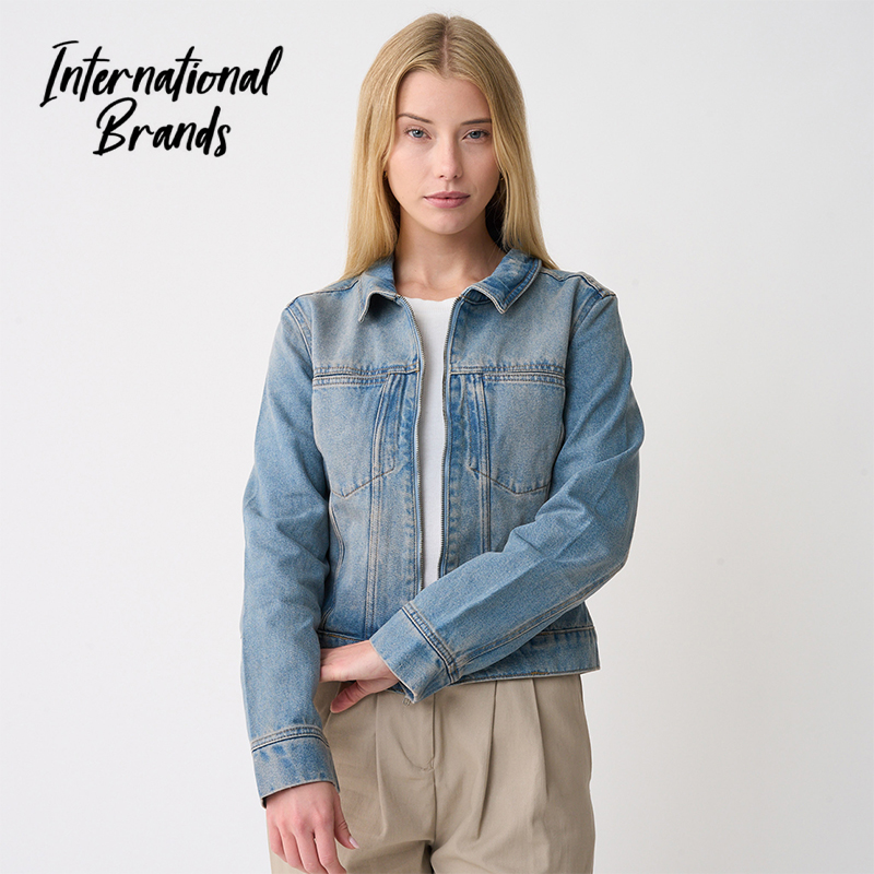 Ladies 100% Cotton Zip Through Denim Jacket