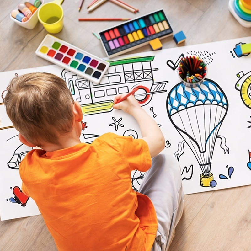 4x 0.9m Kids Colouring Paper Rolls