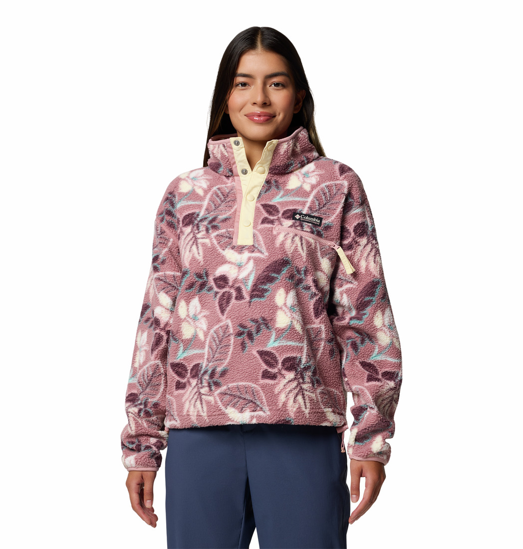 Ladies Helvetia™ II Printed Cropped Half Snap Fleece Pullover