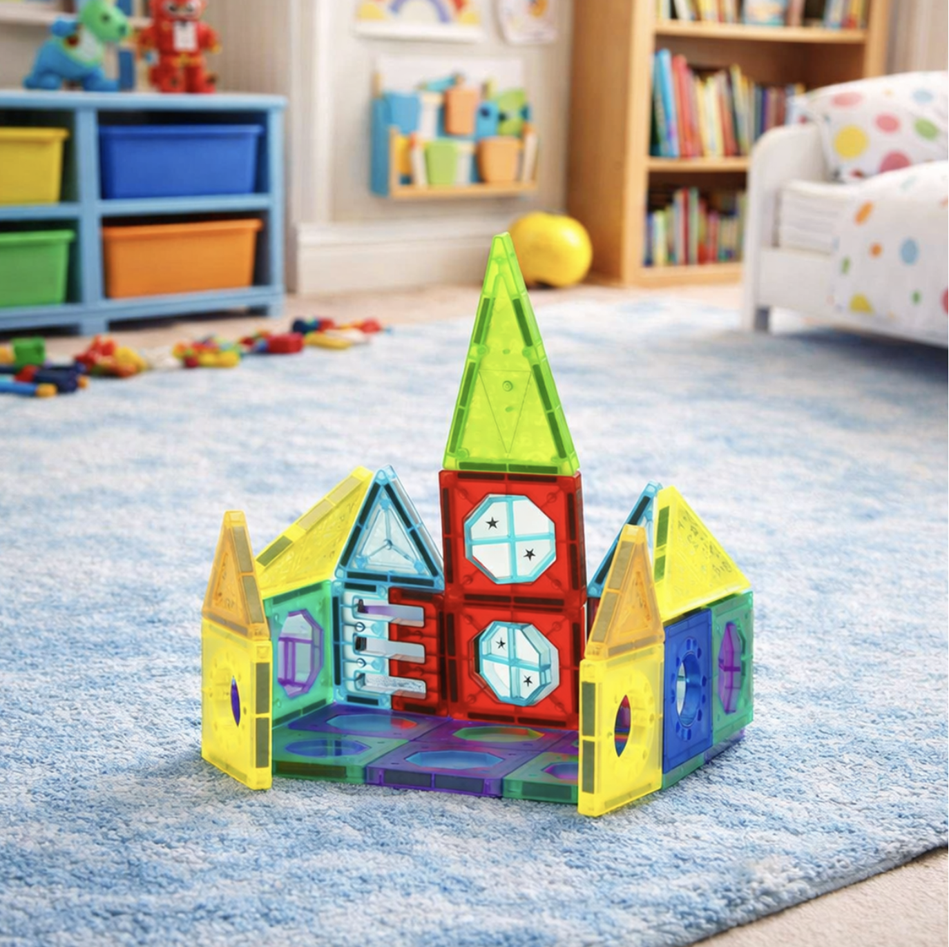 56-Piece Magnetic Building Tiles Set