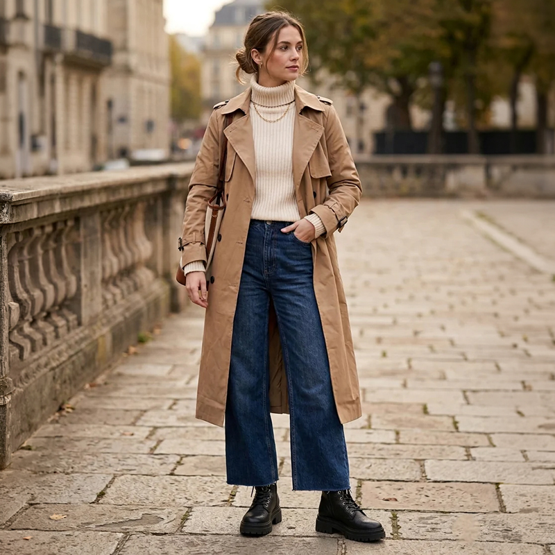Ladies Double Breasted Trench Coat