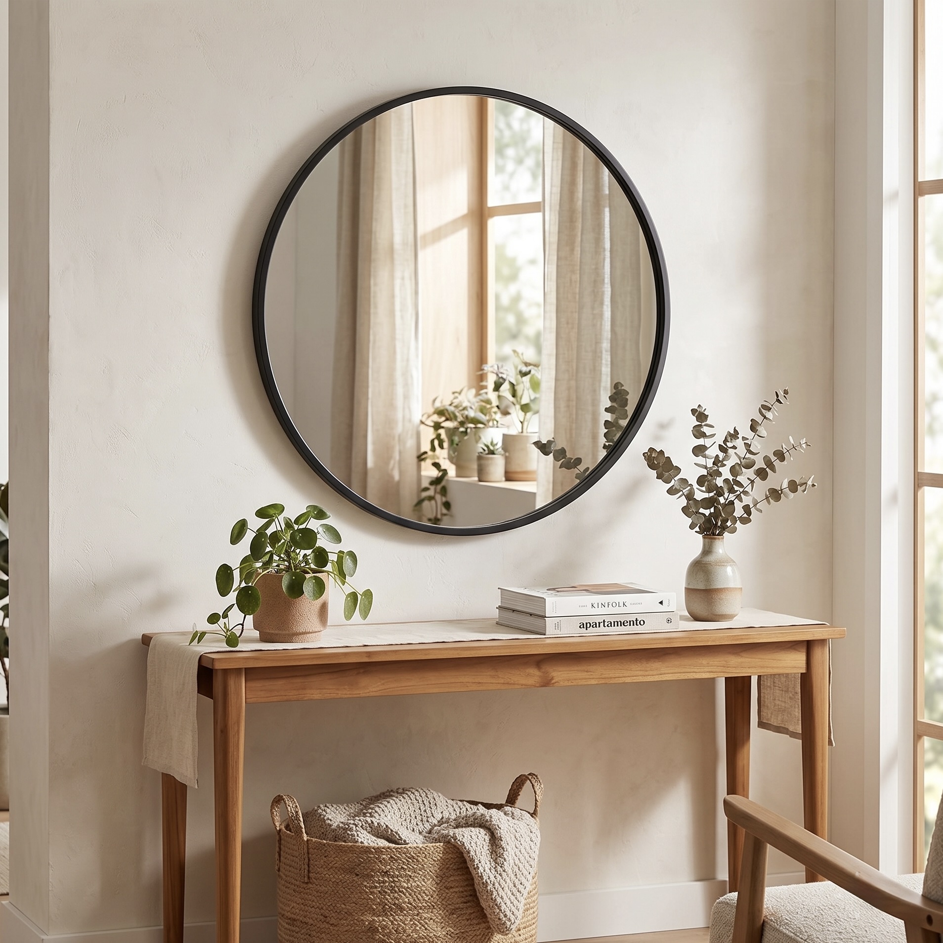 2x 60cm Modern Round Mirrors