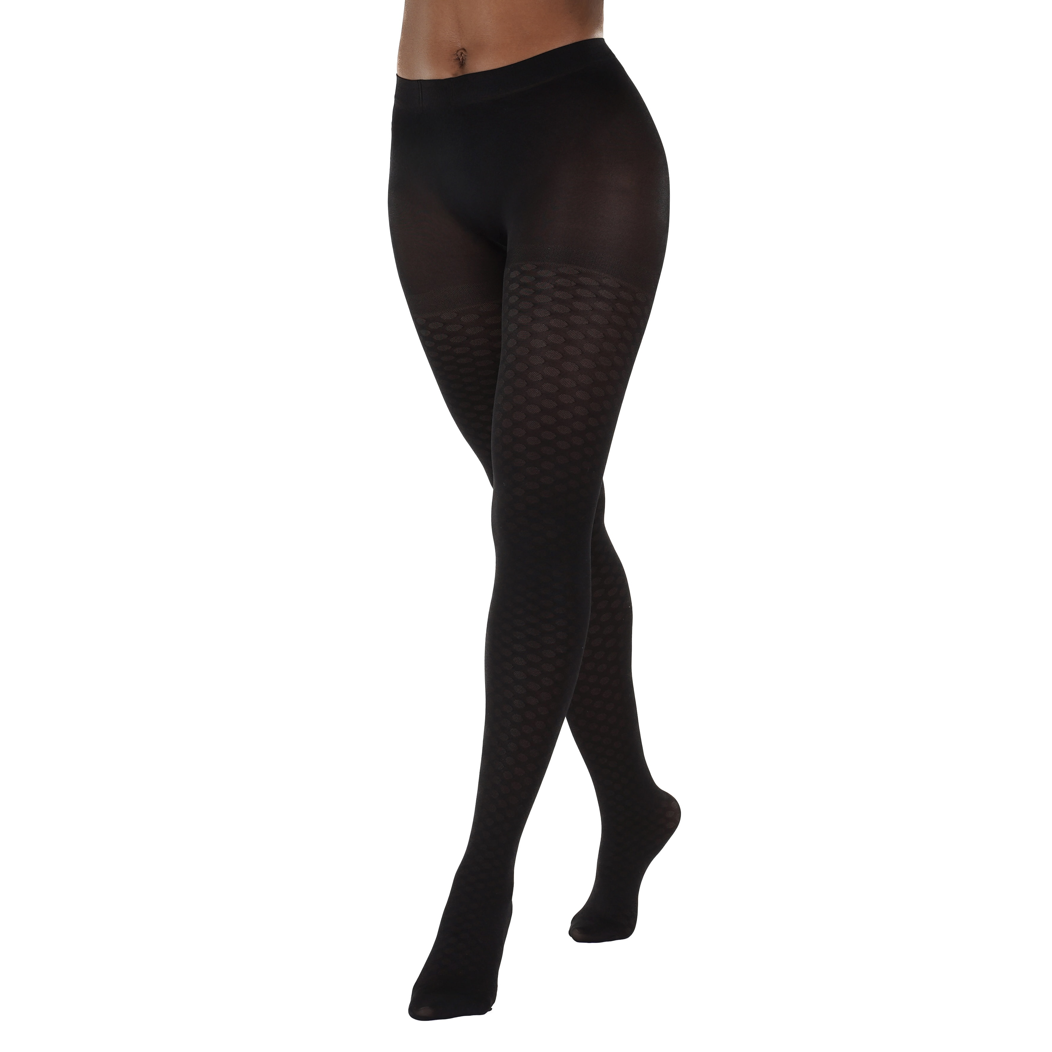 2x Pairs of Ladies Black Sheer Spot Pantyhose