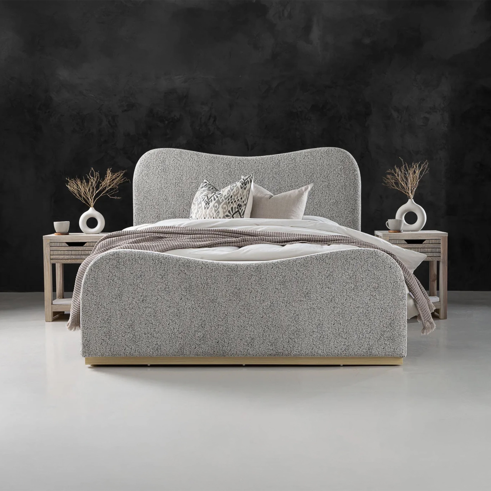 Sculptural Headboard and Base Set