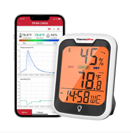 Bluetooth Hygrometer and Thermometer with Clock