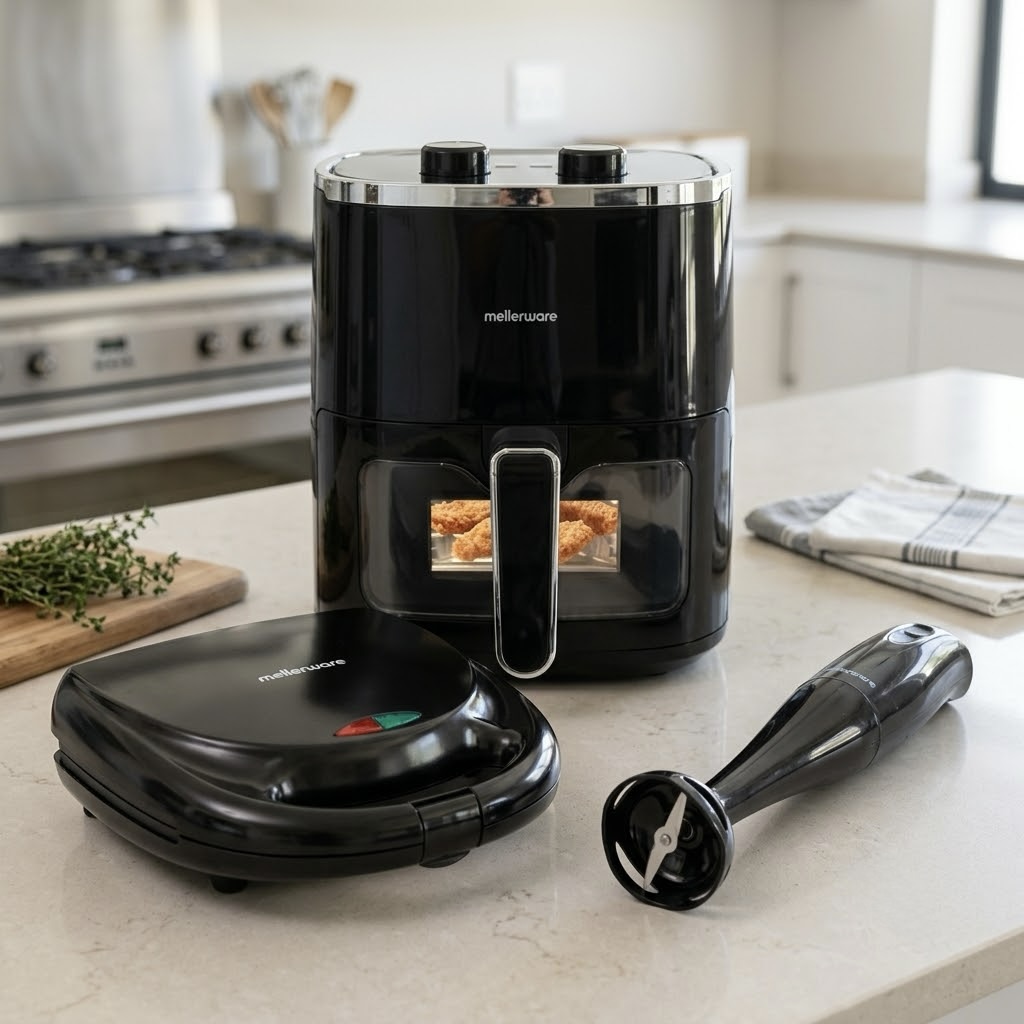 4.6L Air Fryer, Stick Blender and Sandwich Maker Kitchen Appliance Bundle