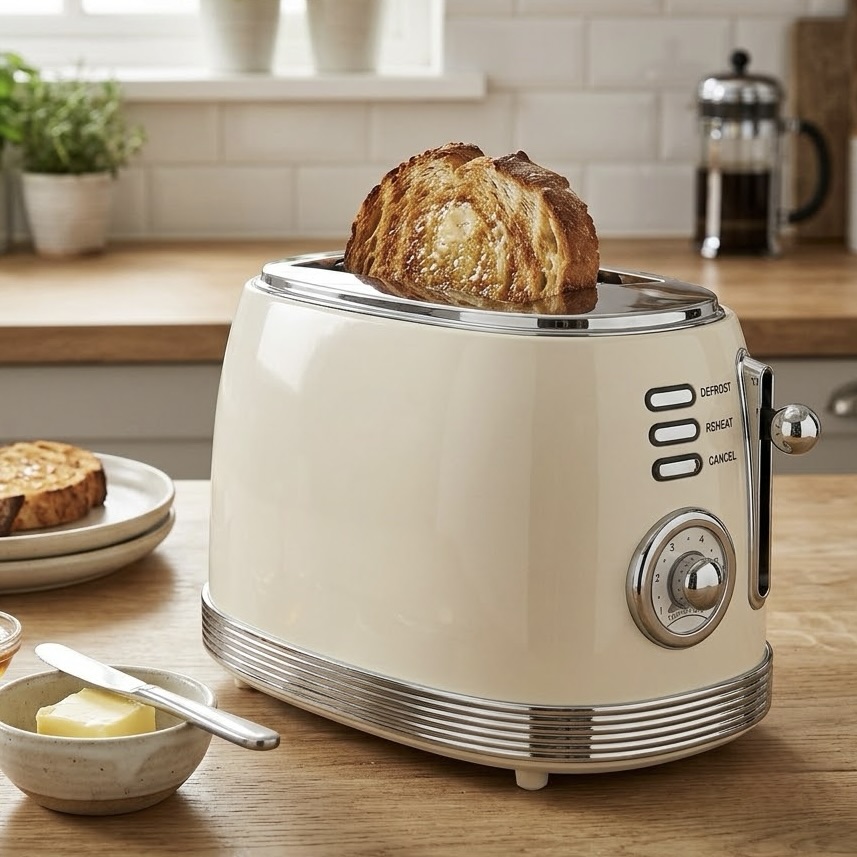 850W 2 Slice Ivory Vintage Toastmaster Toaster (Model: MRT002)