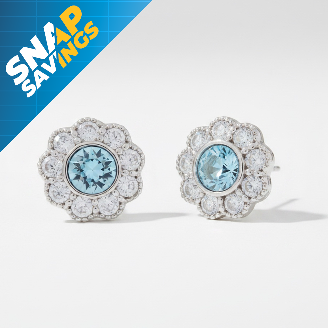 Daisy Flower Studs with Swarovski Crystals