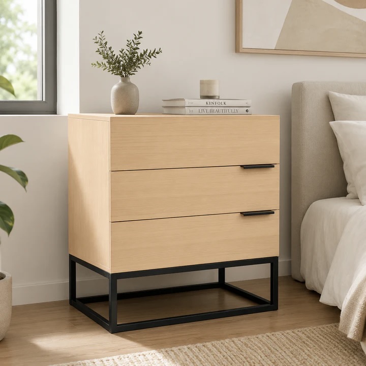Side Table with 3 Drawers