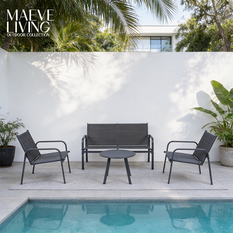 4-Piece Weather-Resistant Padded Steel Patio Set