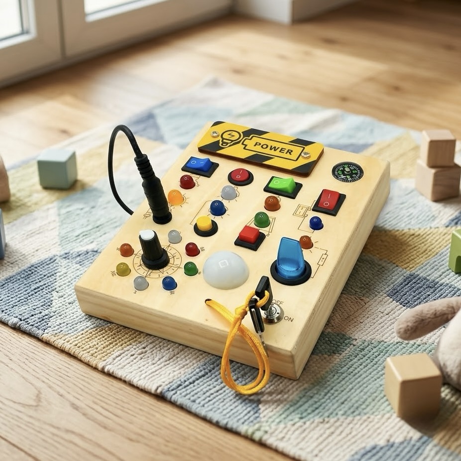 Montessori Busy Board with Sensory Buttons