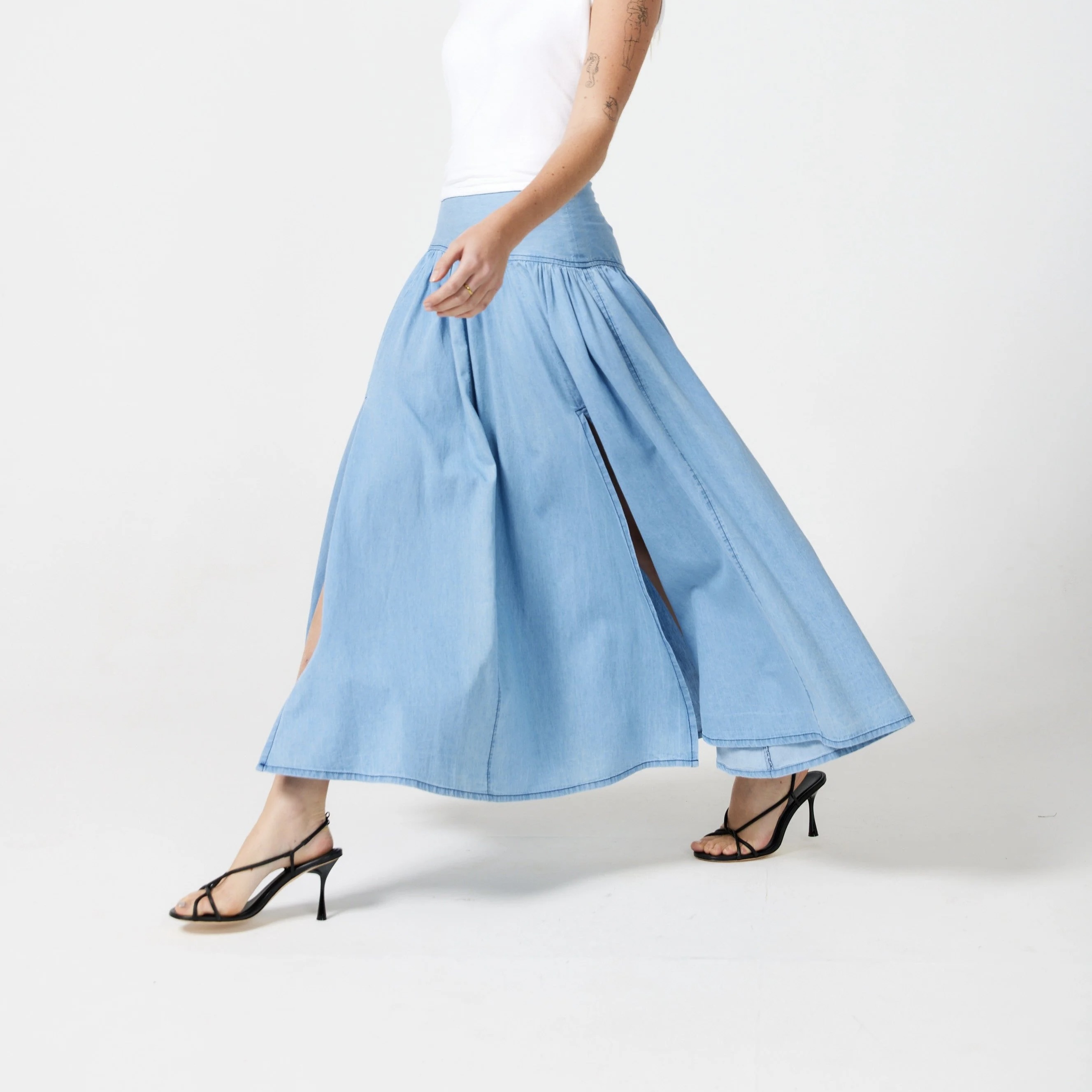 Ladies Valentina 100% Cotton Denim Skirt