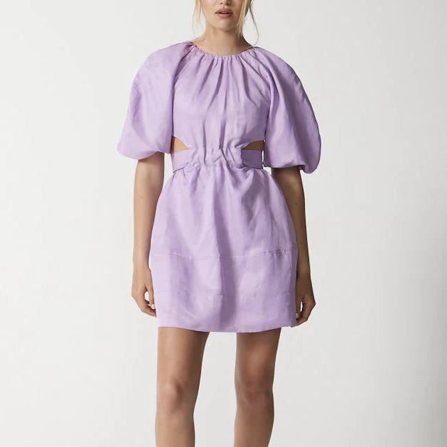 Ladies Roberta Linen Cut Out Mini Dress